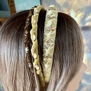 Anthropologie Velvet Trio Rhinestone Headbands